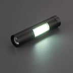 Rechargeable Flashlight with COB Side Light, 2,200 mAh Laser Engraving - Black - Front 3