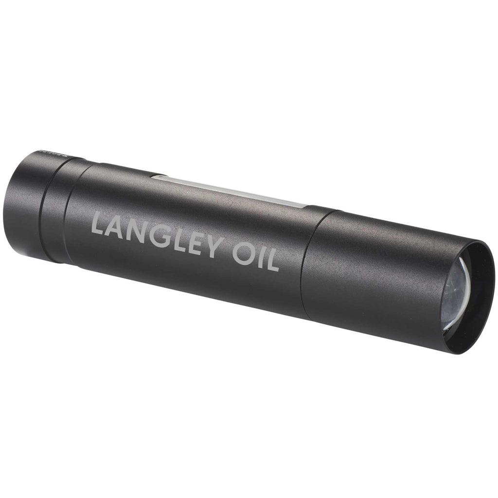 Rechargeable Flashlight with COB Side Light, 2,200 mAh Laser Engraving - Black - Left Angle