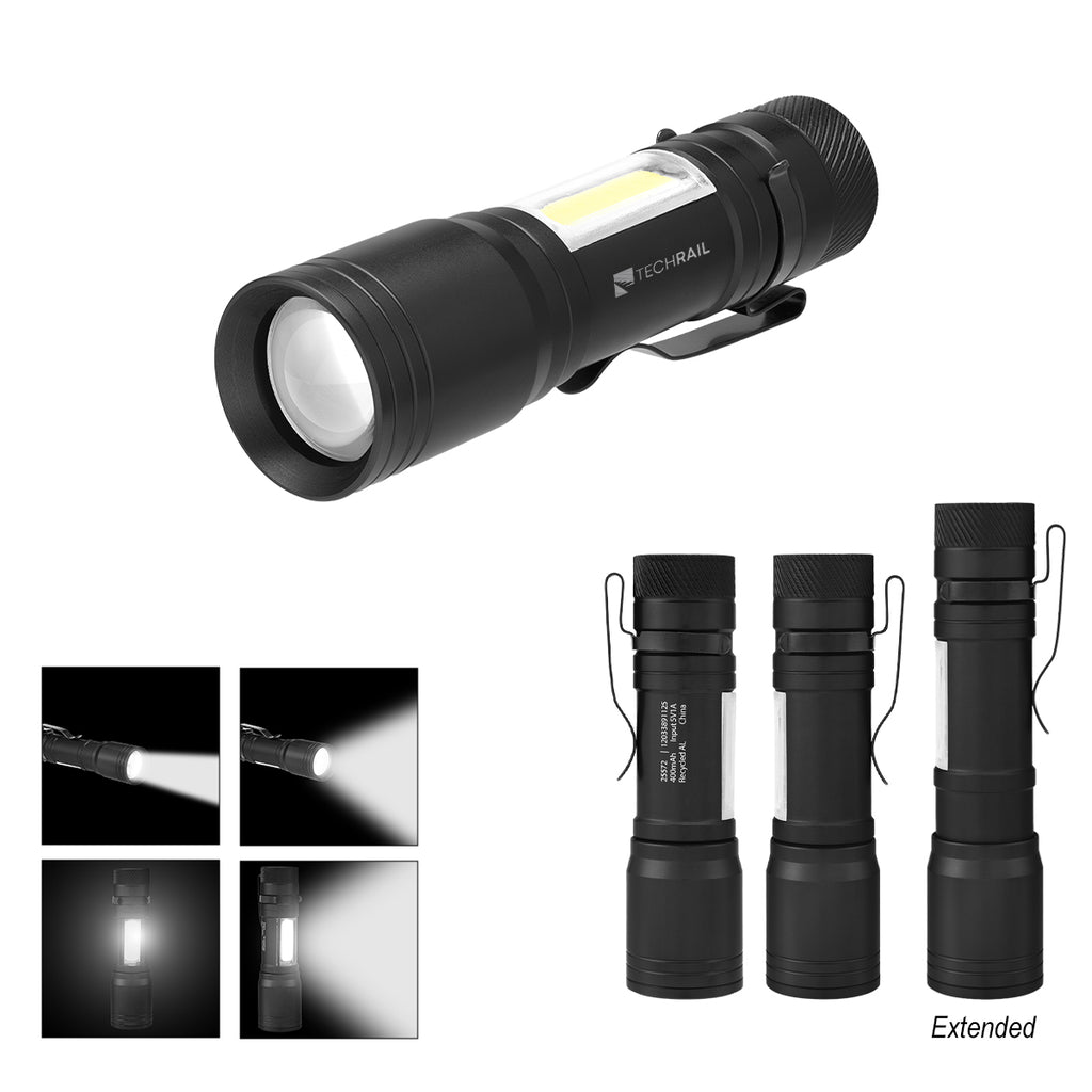 Rechargeable Freeport Focus Flashlight - Black - Laser