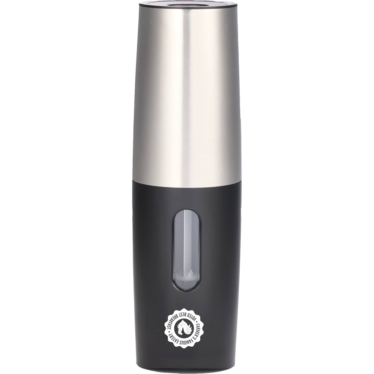 Rechargeable Gravity Pepper Mill with LED Light Laser Engraving - Steel - Front