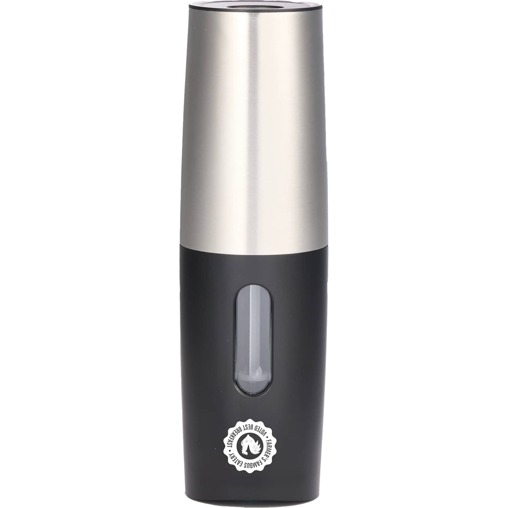 Rechargeable Gravity Pepper Mill with LED Light - Steel - Front