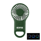 Rechargeable Handheld Fan with Carabiner - Dark Green - Pad Print