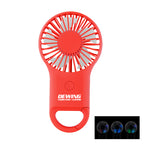 Rechargeable Handheld Fan with Carabiner - Red - Pad Print