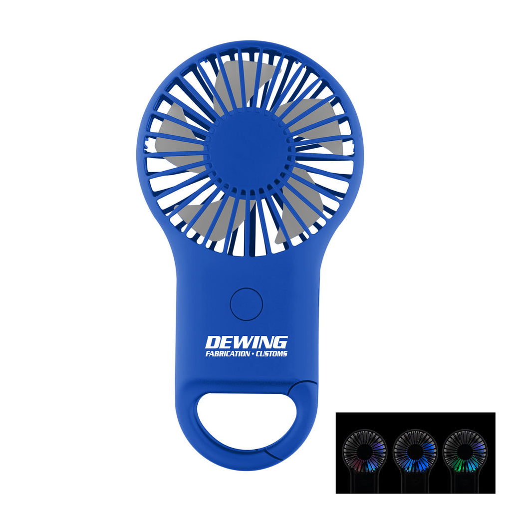 Rechargeable Handheld Fan with Carabiner - Royal Blue - Pad Print