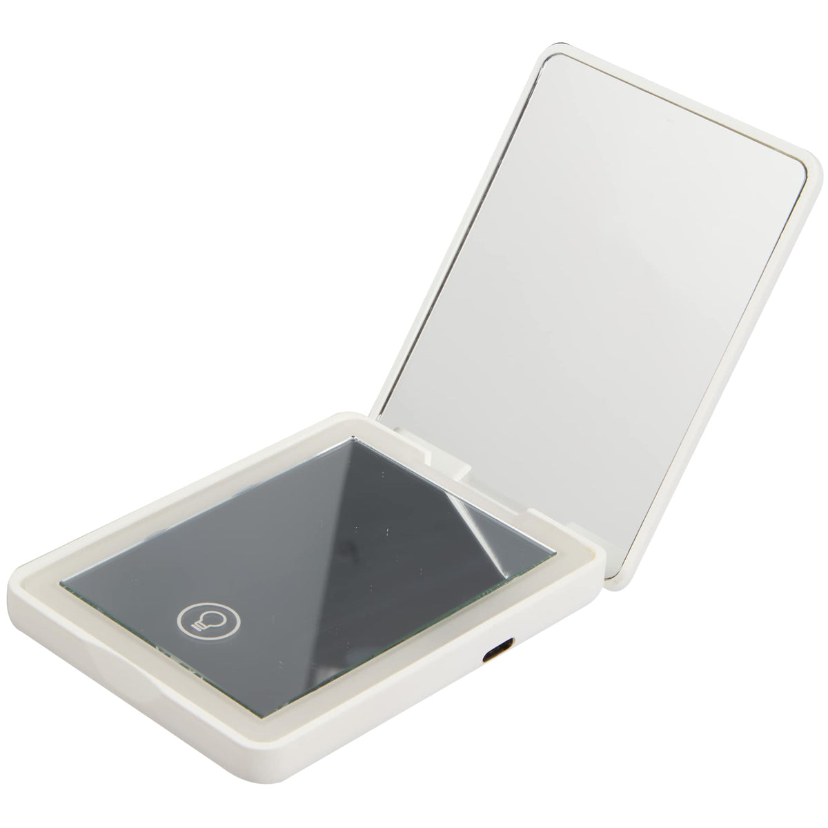 Rechargeable LED Compact Mirror in Recycled Plastic Full Color - White - Right Angle