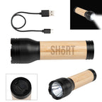Rechargeable LED Flashlight in Bamboo - Bamboo Rechargeable LED Flashlight