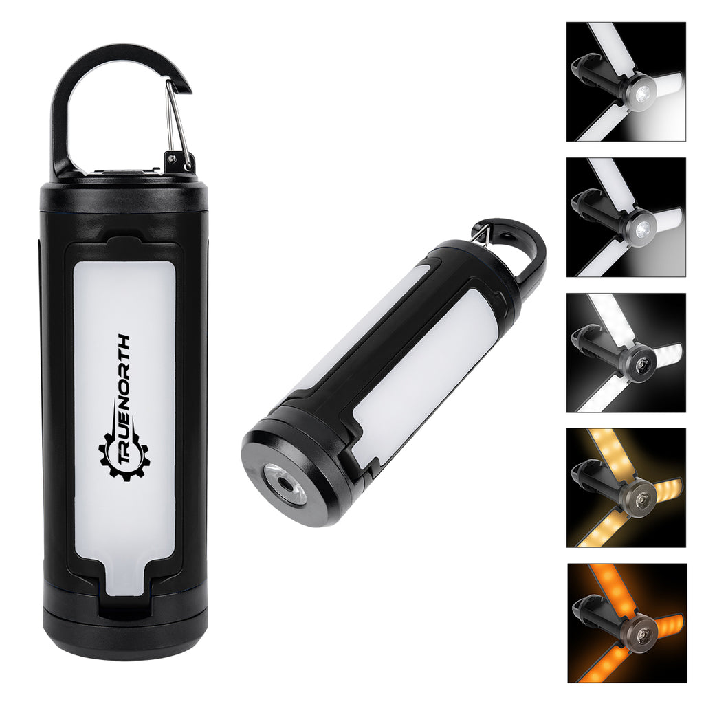 Rechargeable LED Lantern with Carabiner, Multi-Function - Black - Pad Print