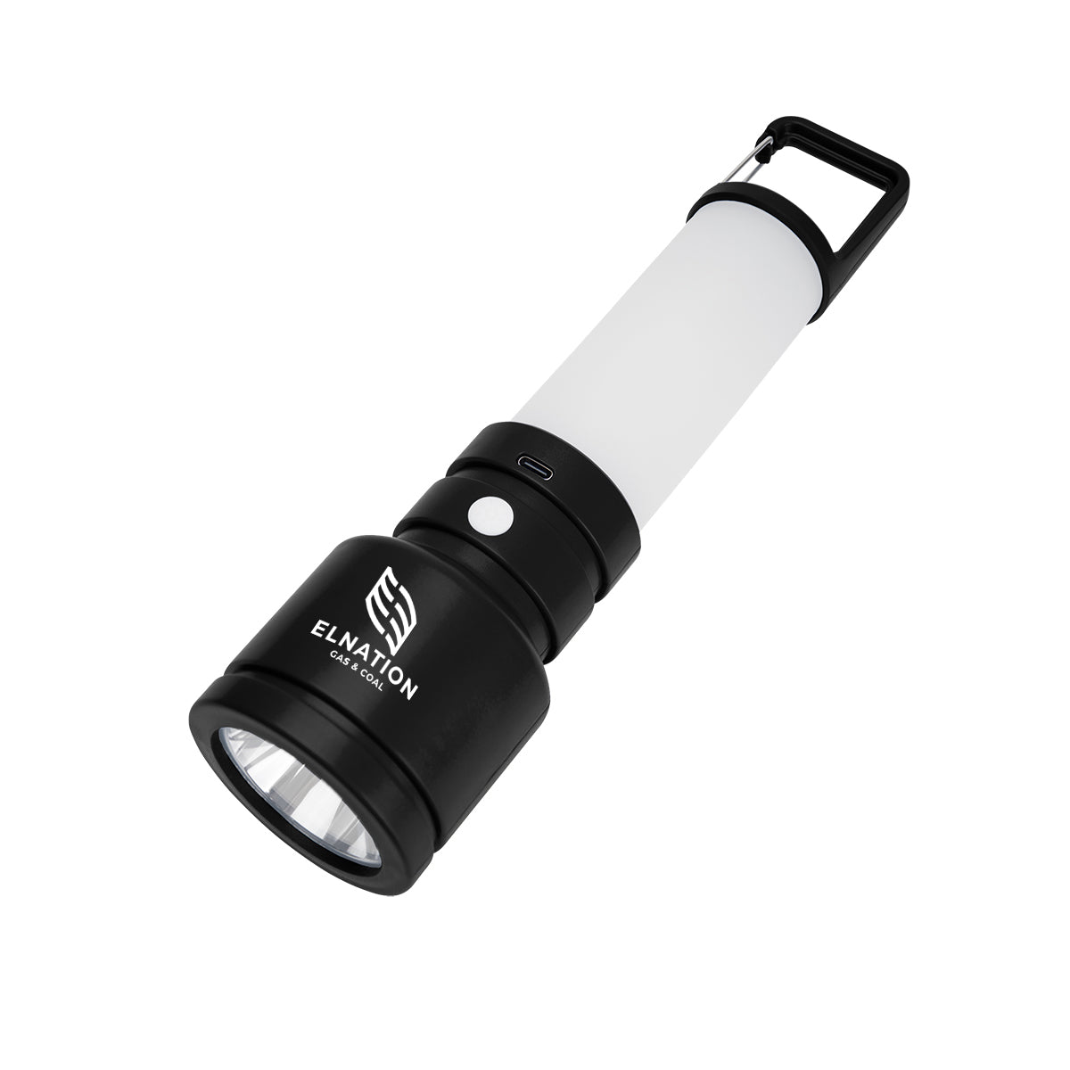 Rechargeable LED Work Light with Carabiner - Black - Pad Print
