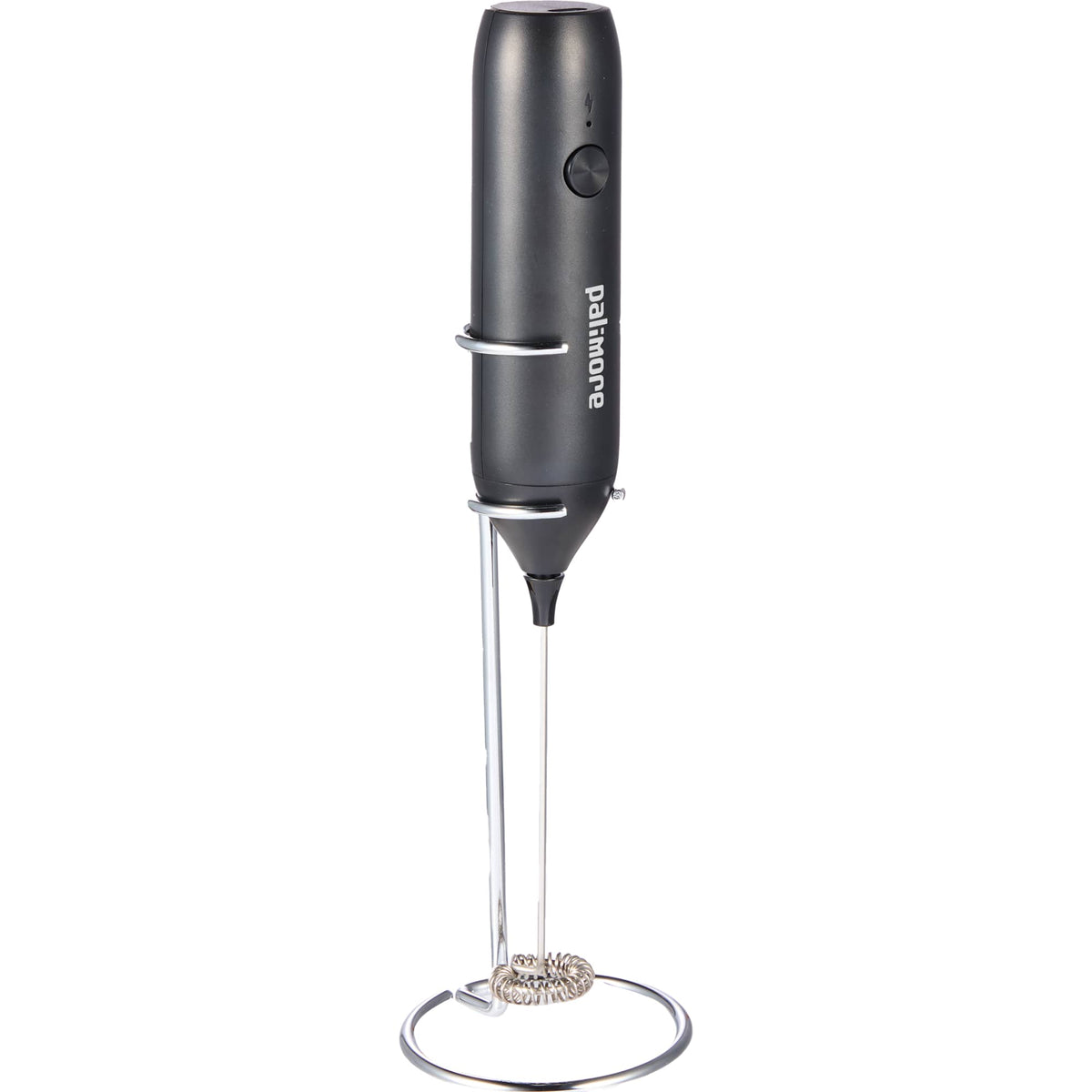 Rechargeable Milk Frother with Stand - Black - Front