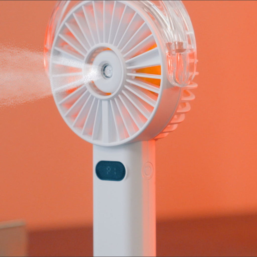 Rechargeable Misting Fan with LED Display - White - Detail