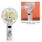 Rechargeable Misting Fan with LED Display - White - Front Default