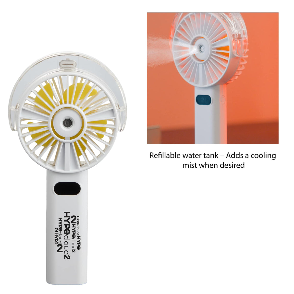 Rechargeable Misting Fan with LED Display - White - Front Default
