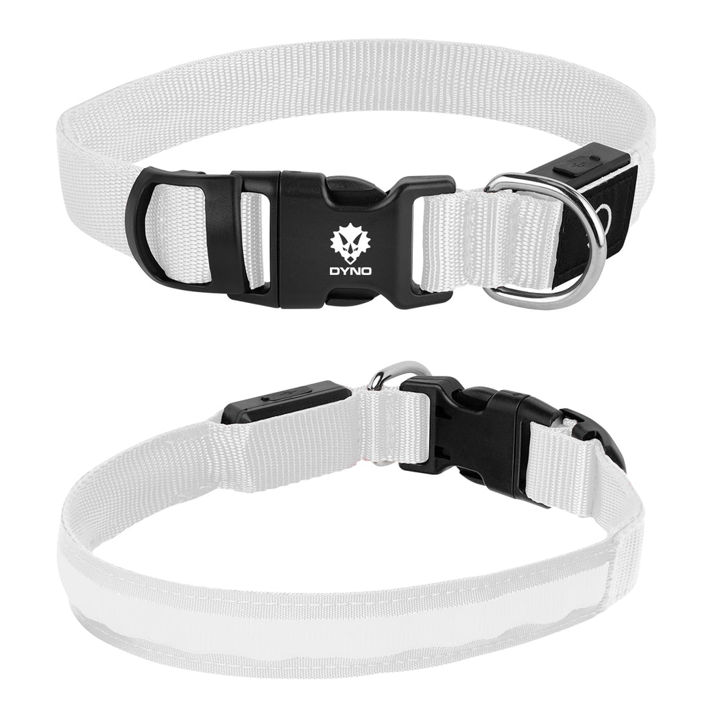Rechargeable Pet Collar That Lights Up, Medium - White - Pad Print