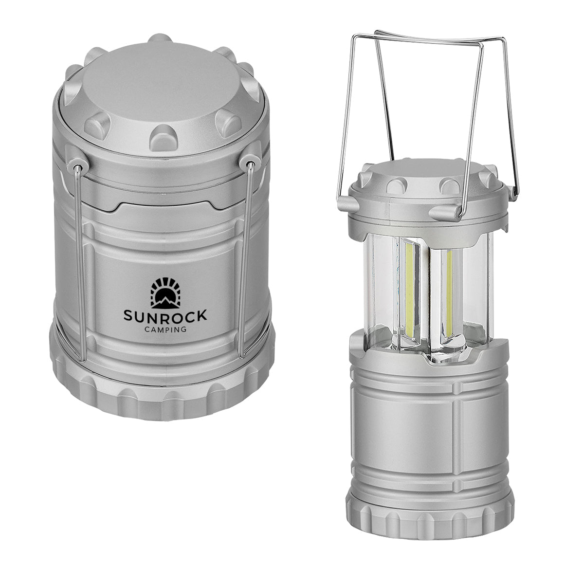 Rechargeable Pop-Up COB Lantern - Silver - Pad Print