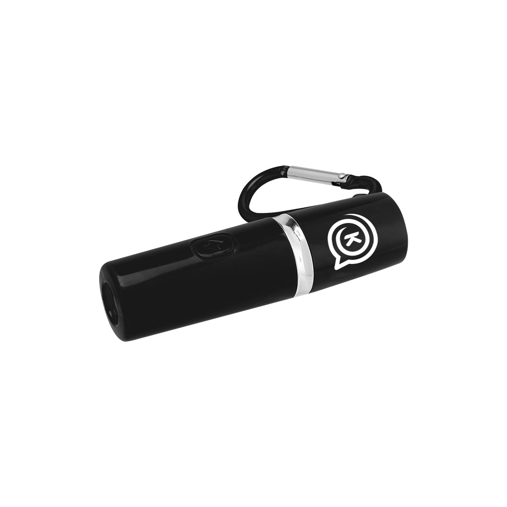 Rechargeable Portable Alarm and Flashlight with Carabiner - Black - Pad Print