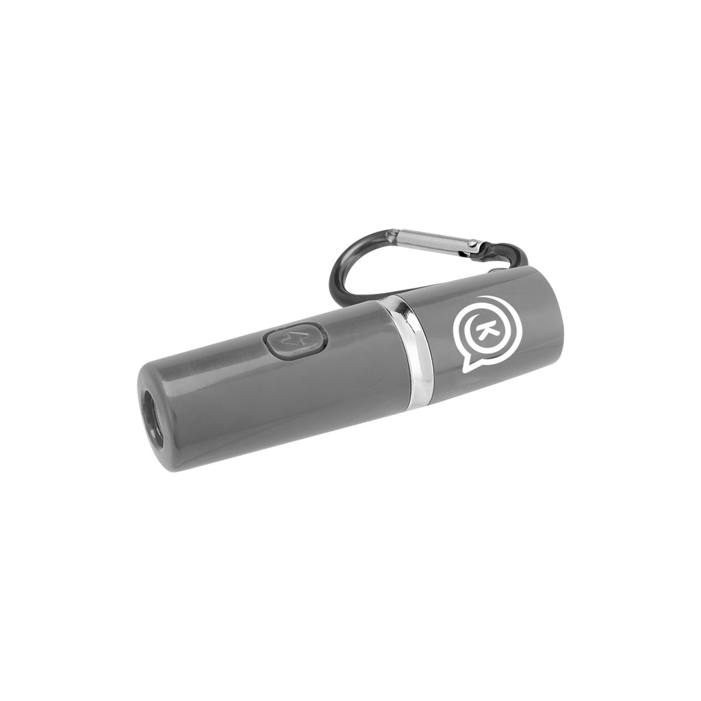 Rechargeable Portable Alarm and Flashlight with Carabiner - Gray - Pad Print