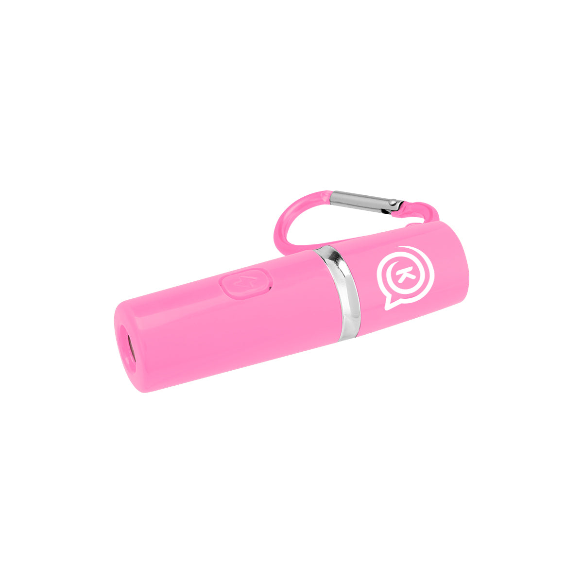 Rechargeable Portable Alarm and Flashlight with Carabiner - Pink - Pad Print