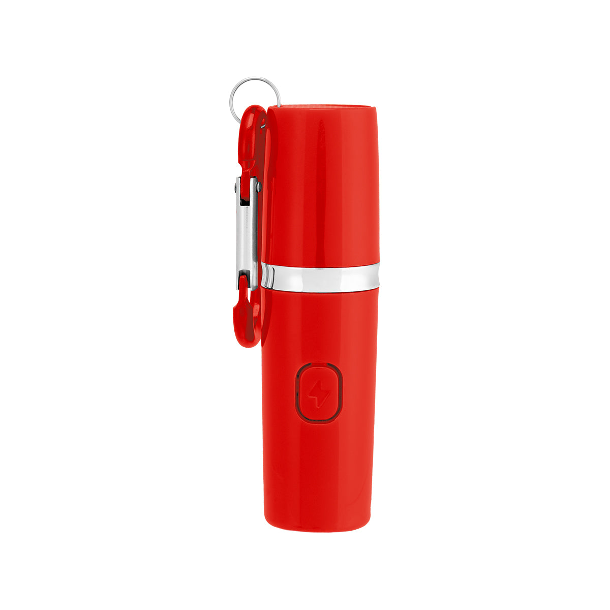 Rechargeable Portable Alarm and Flashlight with Carabiner - Red - Front