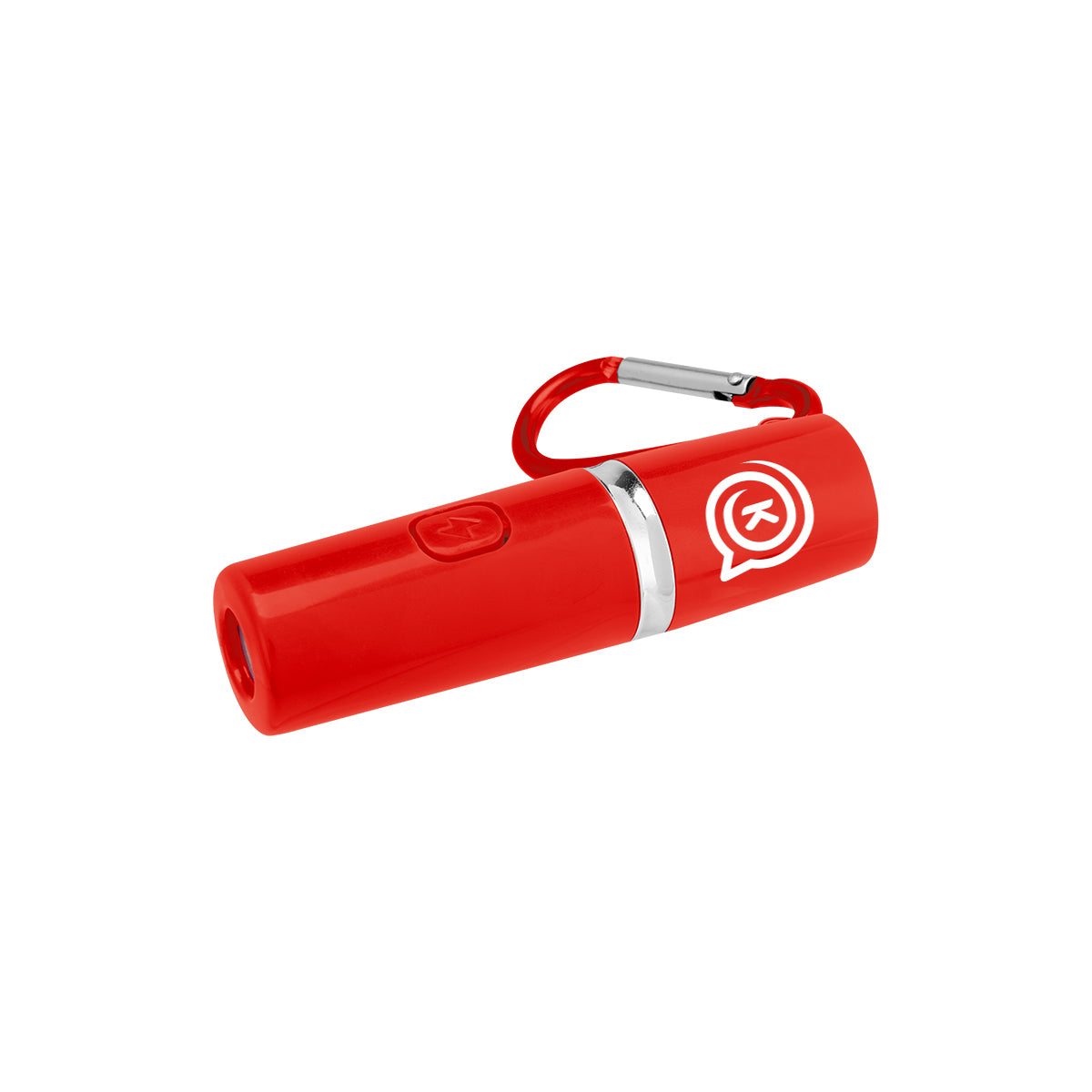 Rechargeable Portable Alarm and Flashlight with Carabiner - Red - Pad Print