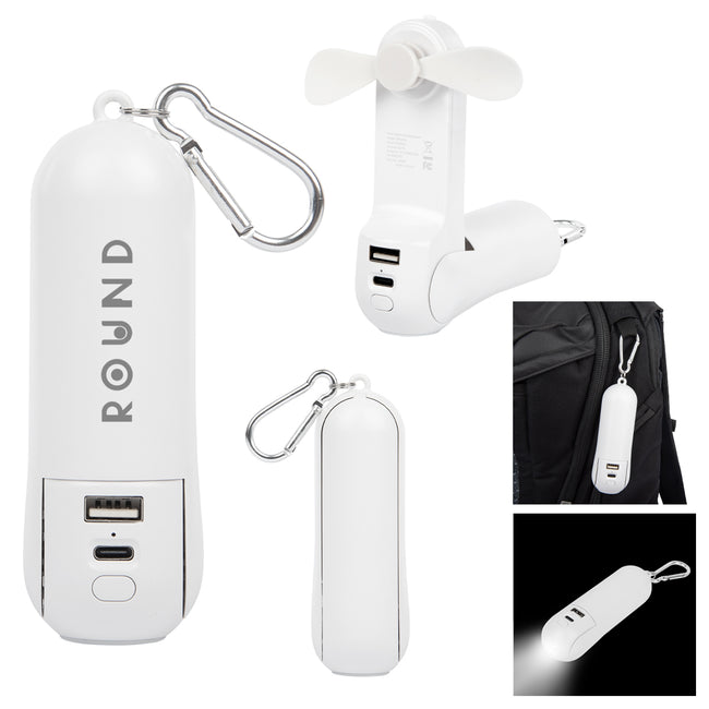Rechargeable Power Bank with Fan and Flashlight