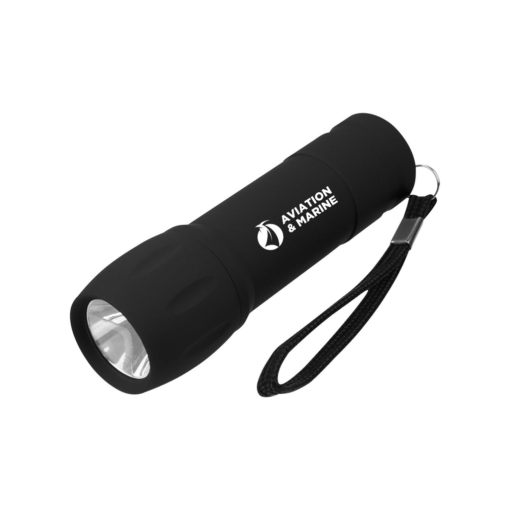 Rechargeable Rubberized COB Light with Strap - Black - Pad Print