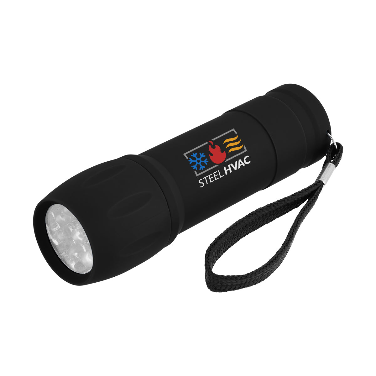 Rechargeable Rubberized Torch Light - Black - Full Color