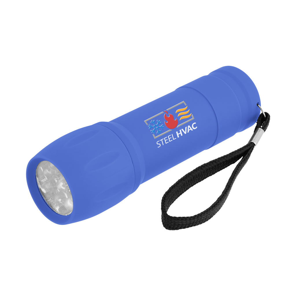 Rechargeable Rubberized Torch Light - Royal Blue - Full Color