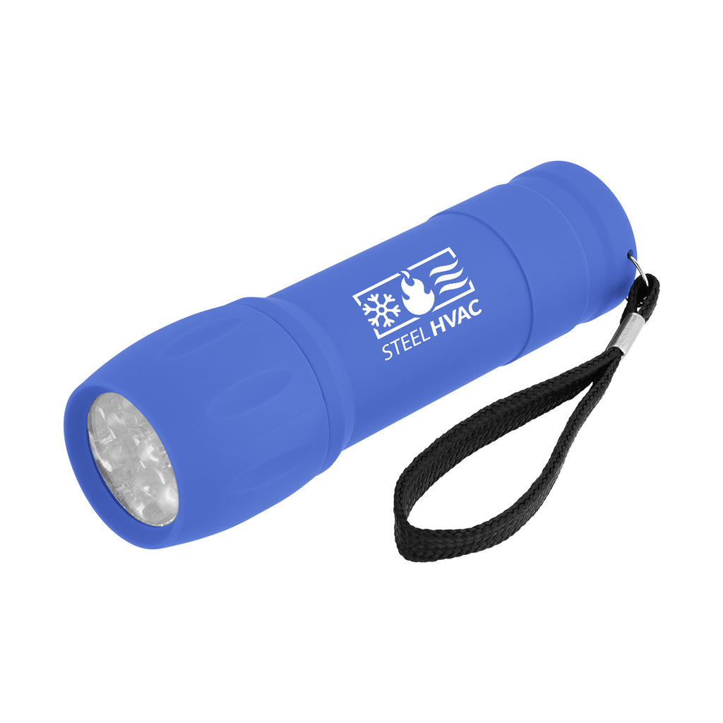 Rechargeable Rubberized Torch Light - Royal Blue - Pad Print
