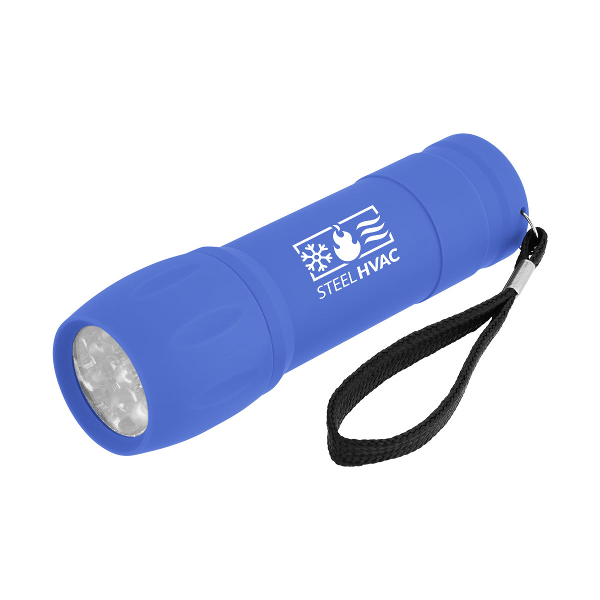 Rechargeable Rubberized Torch Light - Royal Blue - Pad Print