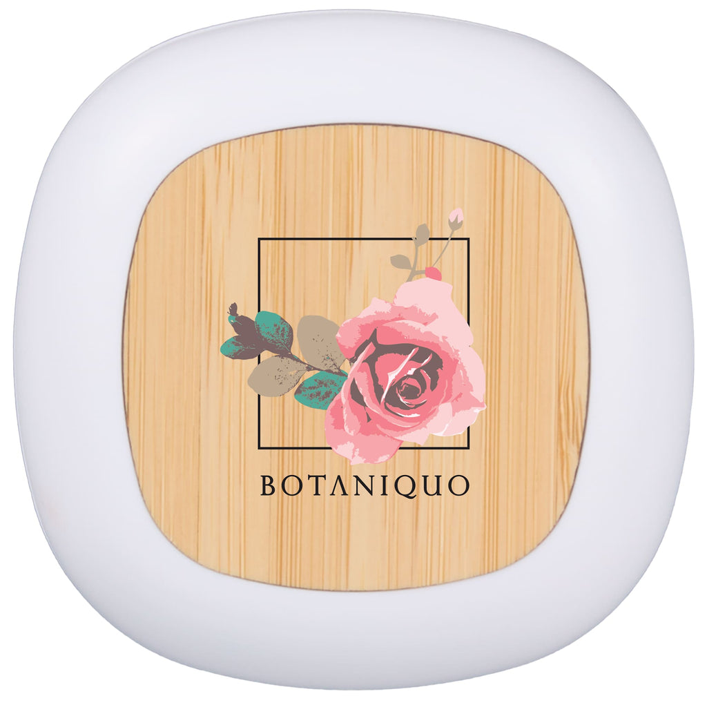 Rechargeable Waterless Aroma Diffuser with Bamboo Lid Full Color - White - Front 2