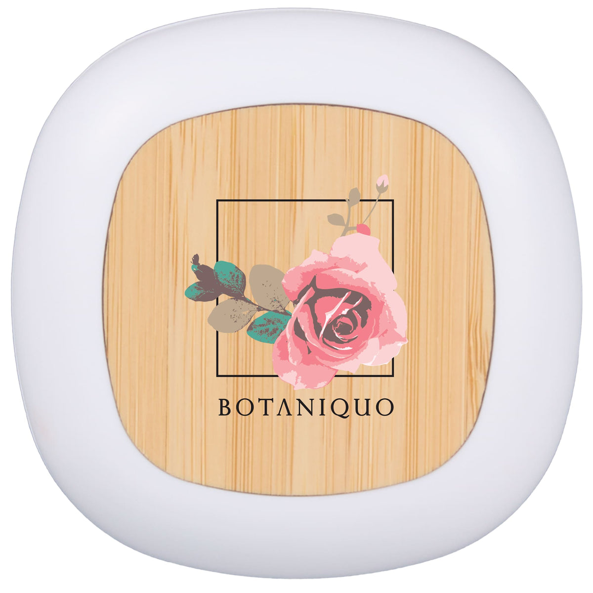 Rechargeable Waterless Aroma Diffuser with Bamboo Lid Full Color - White - Front 2