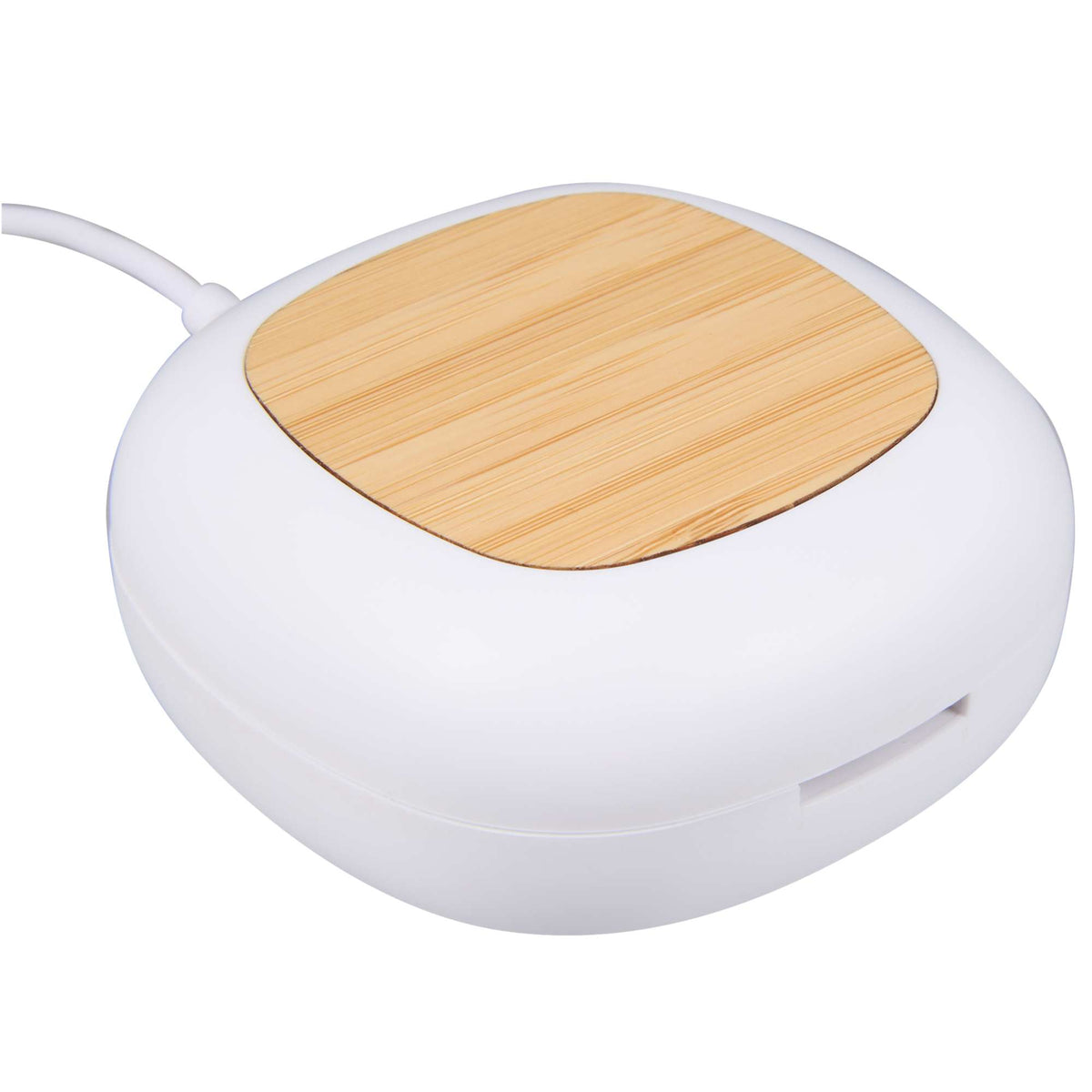 Rechargeable Waterless Aroma Diffuser with Bamboo Lid Full Color - White - Right Angle 2