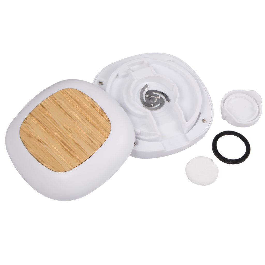 Rechargeable Waterless Aroma Diffuser with Bamboo Lid Full Color - White - Right Angle 3