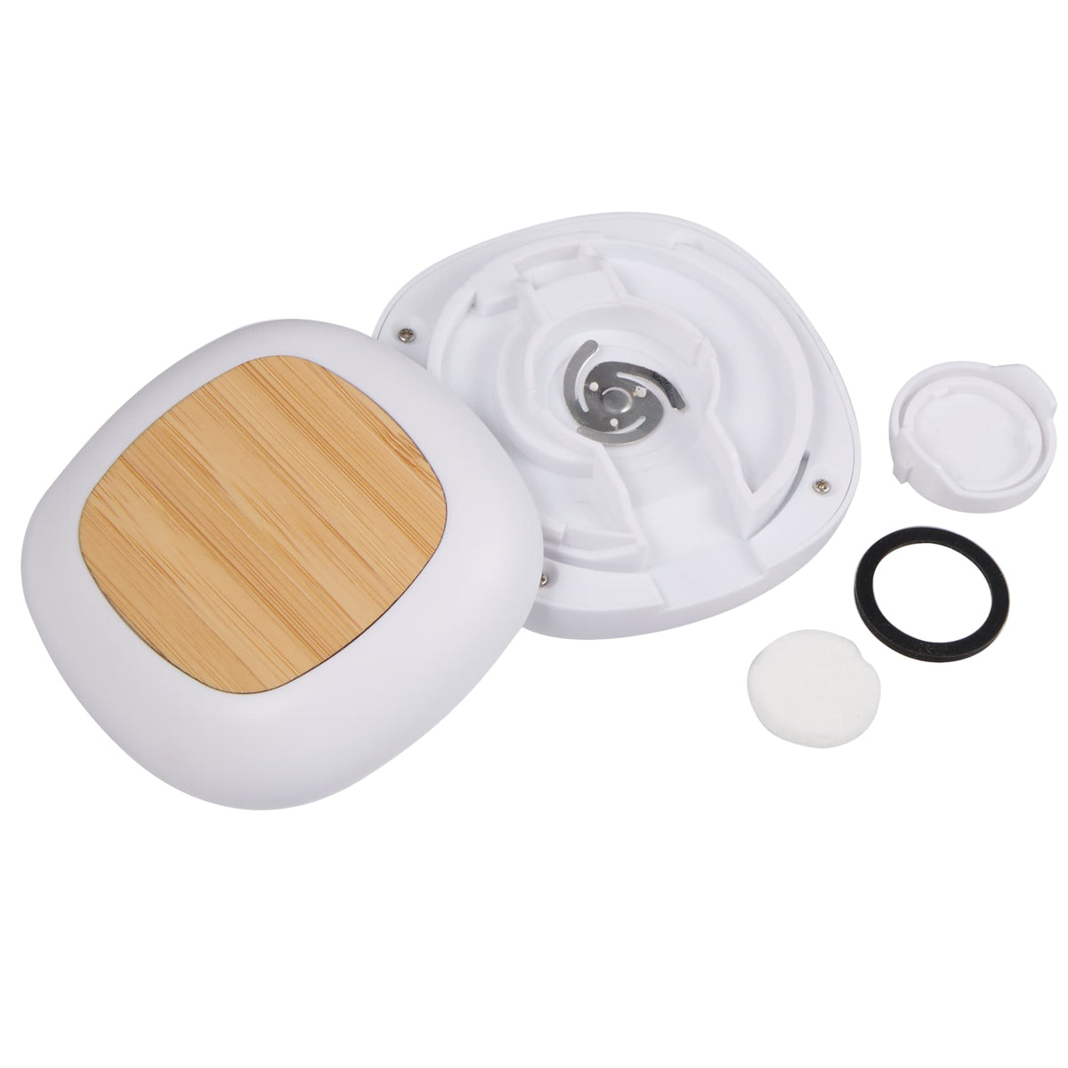Rechargeable Waterless Aroma Diffuser with Bamboo Lid Full Color - White - Right Angle 3