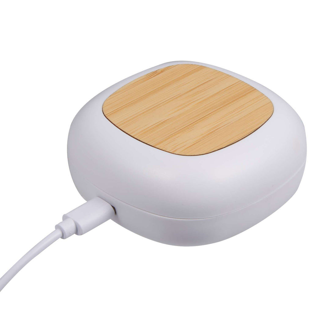 Rechargeable Waterless Aroma Diffuser with Bamboo Lid Full Color - White - Right Angle 4