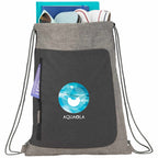 Reclaim Recycled Drawstring Bag with Zip Pocket - Graphite - Front