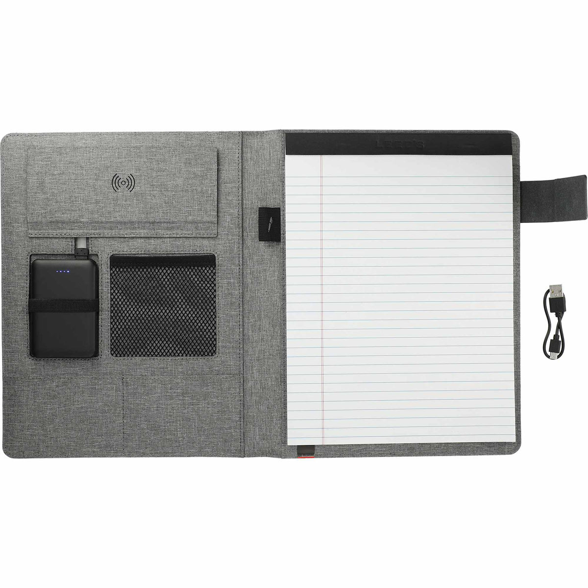 Reclaim Recycled Wireless Charging Writing Pad, 5,000 mAh - Gray - Open