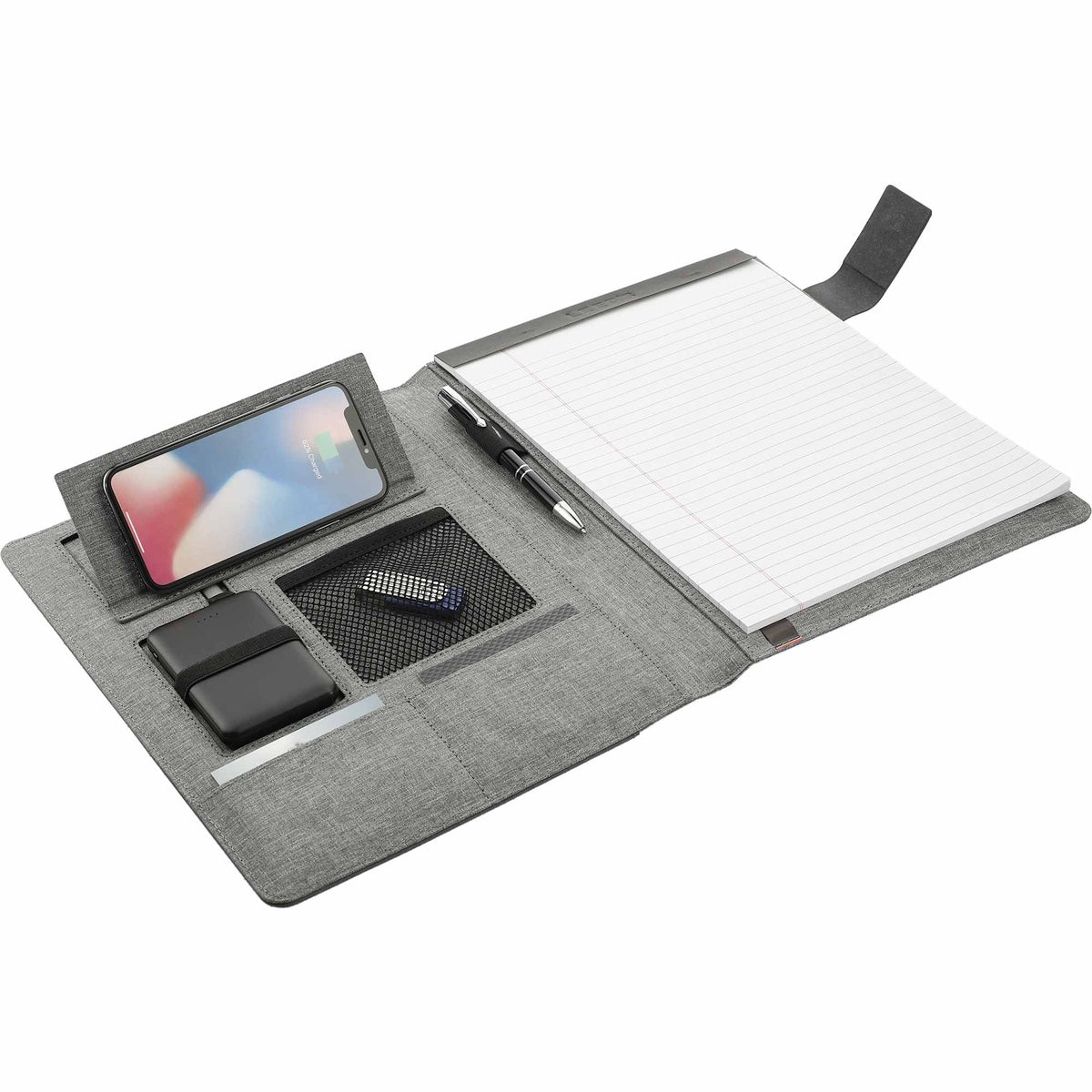 Reclaim Recycled Wireless Charging Writing Pad, 5,000 mAh - Gray - Propped
