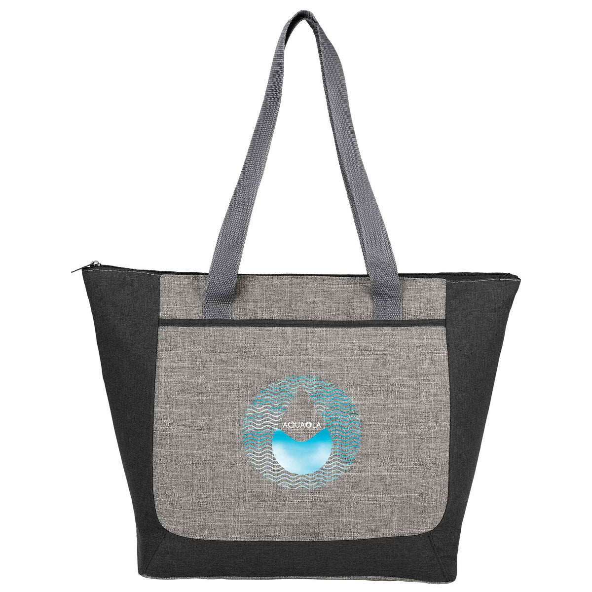 Reclaim Two-Tone Zippered Tote in Recycled Polyester Embroidery - Graphite - Front