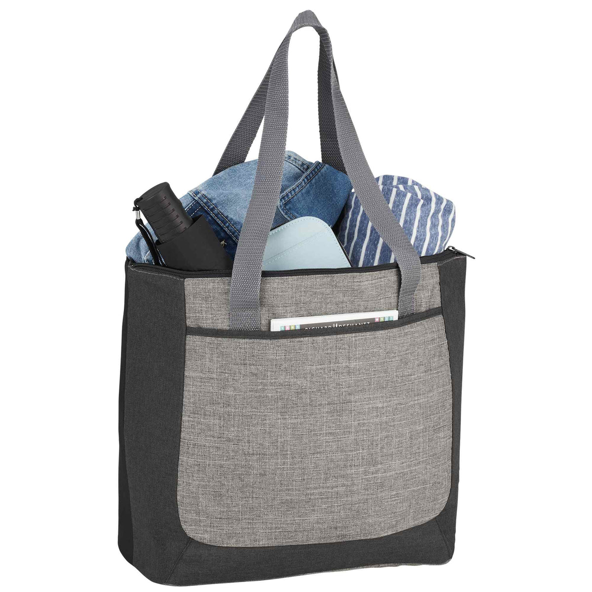 Reclaim Two-Tone Zippered Tote in Recycled Polyester Embroidery - Graphite - Photo 4