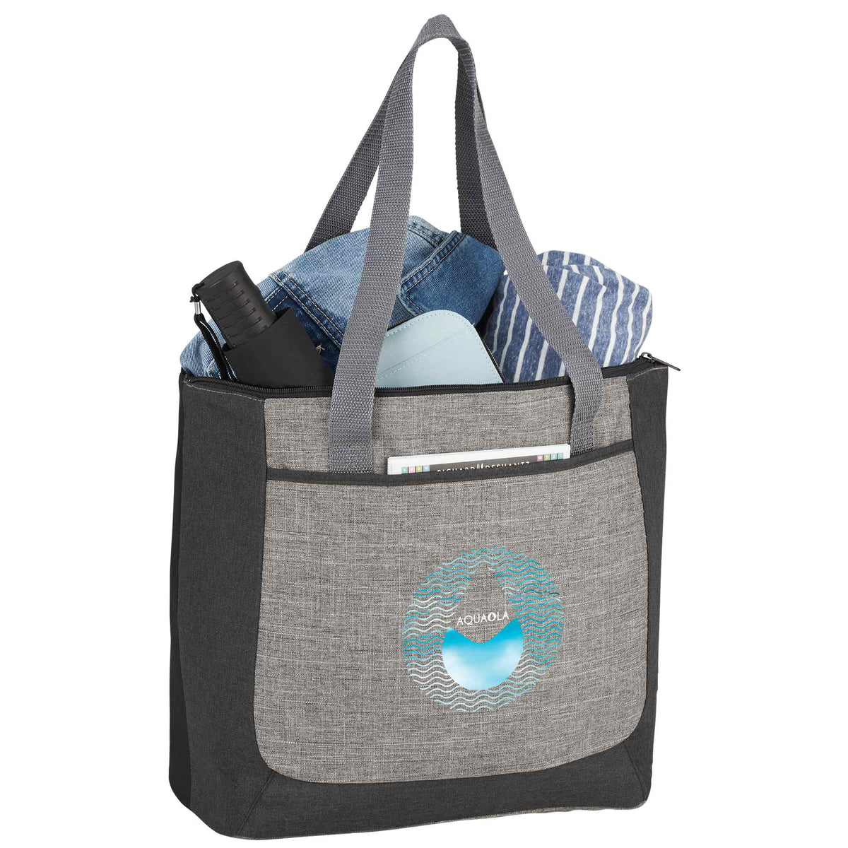 Reclaim Two-Tone Zippered Tote in Recycled Polyester - Graphite - Photo