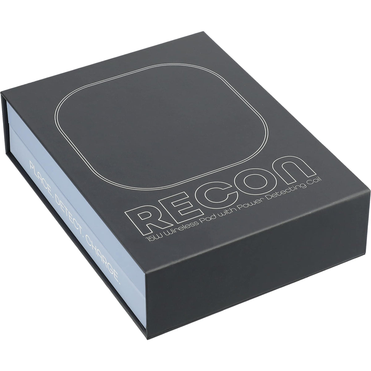Recon Wireless Charging Pad with Phone-Finding Coil, 15W Full Color - Black - Right Angle 4