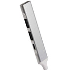 Recycled Aluminum Four Port Hub, USB-A and USB-C Laser Engraving - Silver - Detail Left Angle
