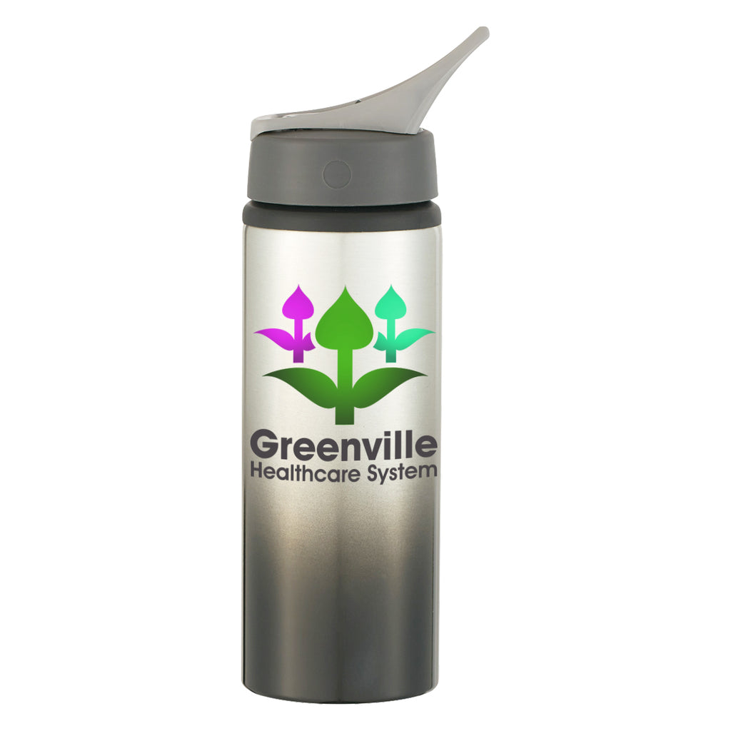 Recycled Aluminum Ozona Tumbler, 25 oz - Silver with Black - Colorbrite