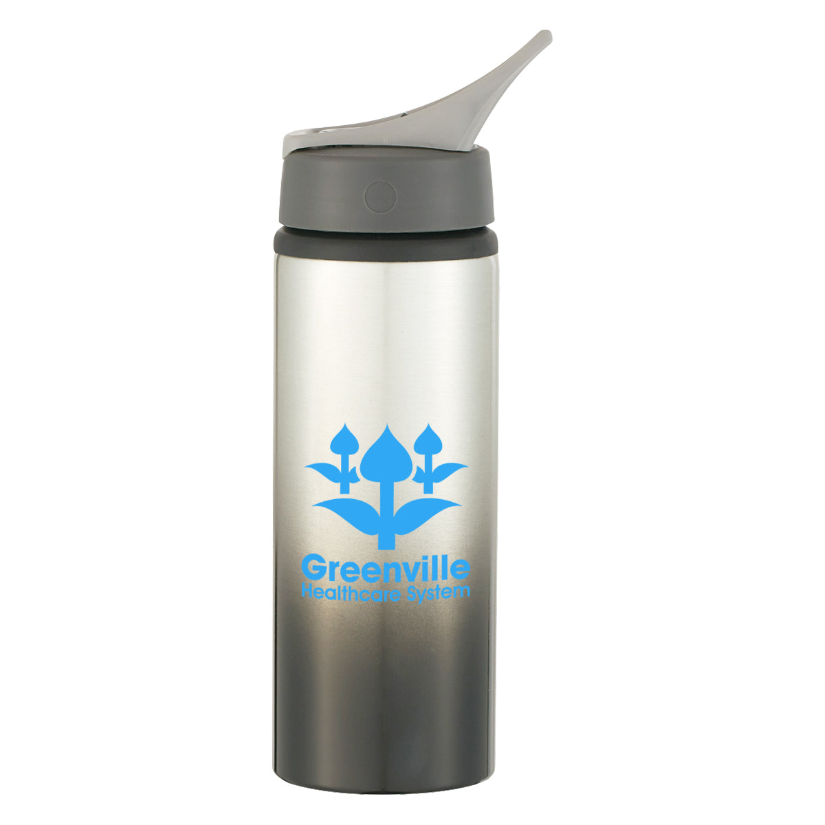 Recycled Aluminum Ozona Tumbler, 25 oz - Silver with Black - Silk Screen