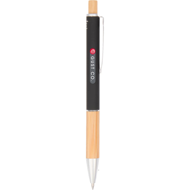 Recycled Aluminum Soft Touch Gel Pen with Bamboo Grip Laser Engraving