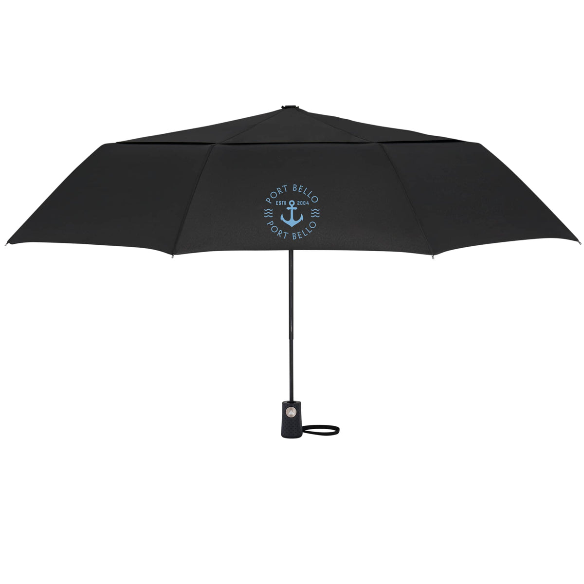 Recycled Auto-Open Folding Umbrella, 46 Inch - Black - Front 2