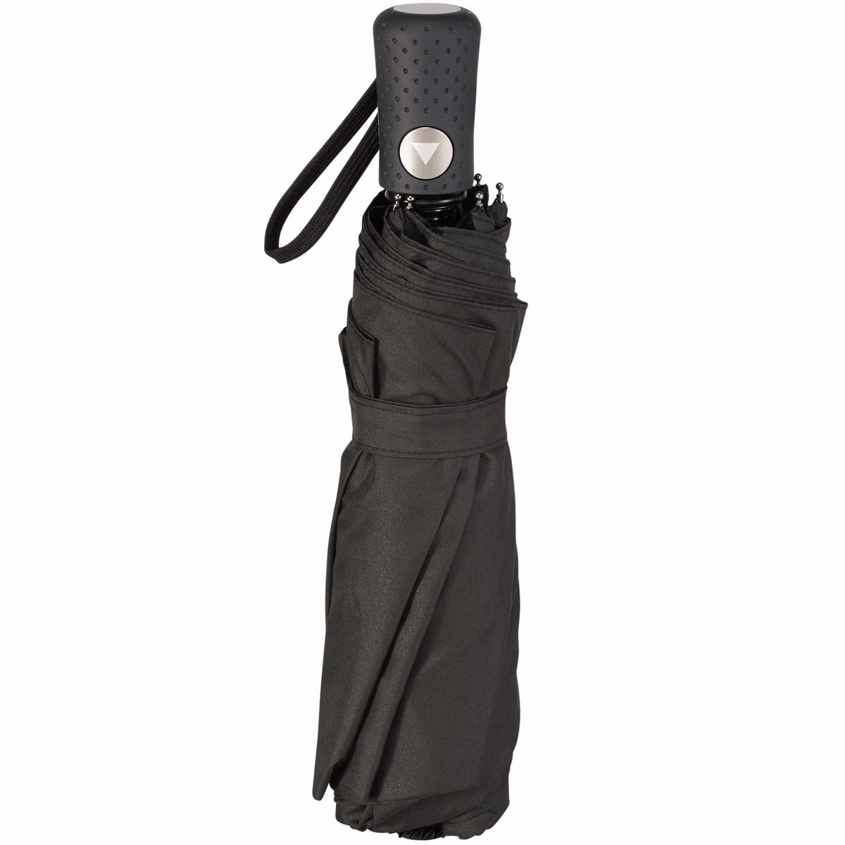 Recycled Auto-Open Folding Umbrella, 46 Inch - Black - Front 4
