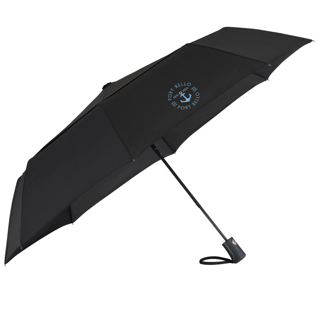 Recycled Auto-Open Folding Umbrella, 46 Inch - Black - Left Angle 2