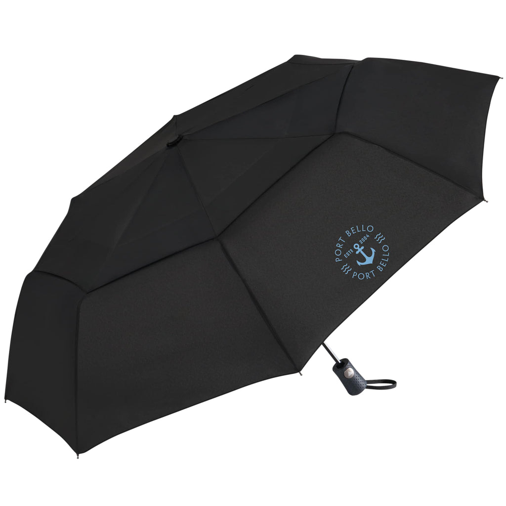 Recycled Auto-Open Folding Umbrella, 46 Inch - Black - Left Angle